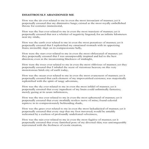 Disastrously Abandoned Me