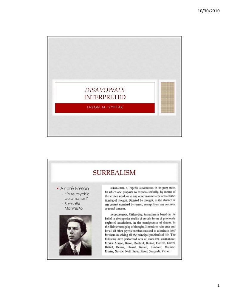 Disavowals Interpreted English Powerpoint