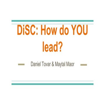 Disc: How do YOU lead?