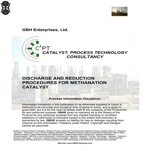 Discharge and Reduction Procedures for Methanation Catalyst