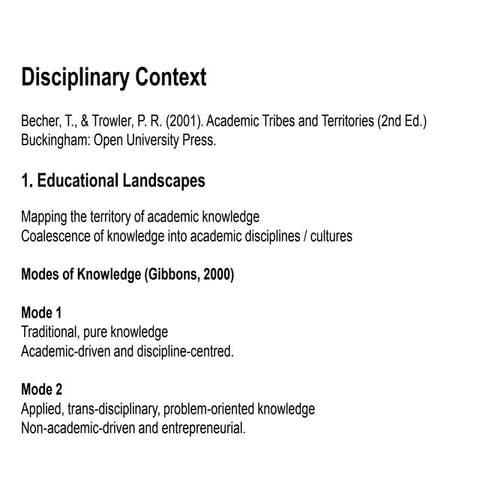 Disciplinary Context
