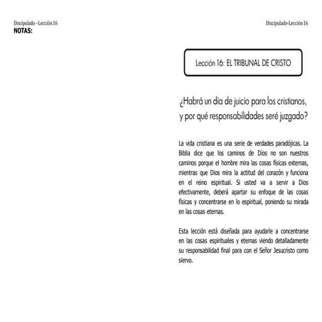 EL TRIBUNAL DE CRISTO - Discipulado - Lección 16
