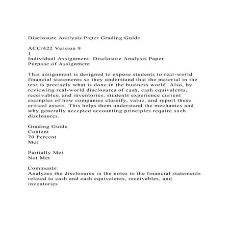 Disclosure Analysis Paper Grading GuideACC422 Version 91.docx