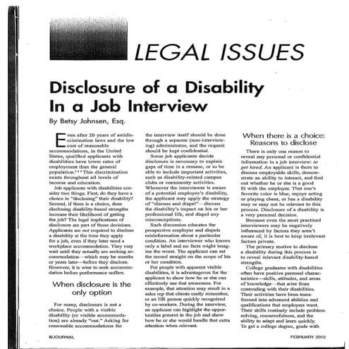 Disclosure in job interview