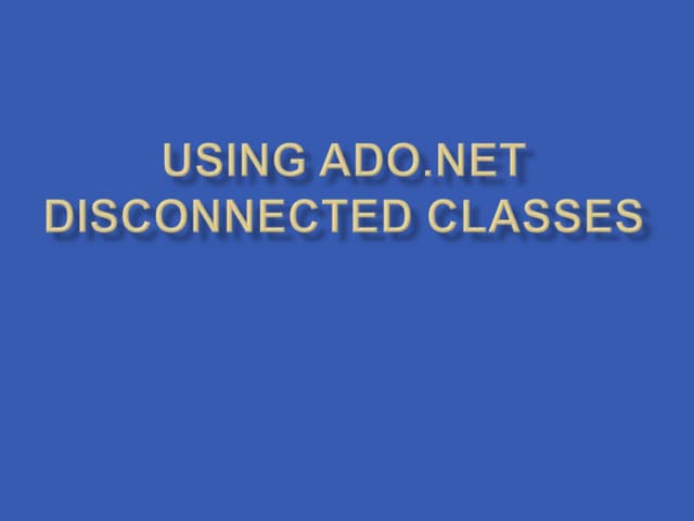 Disconnected data