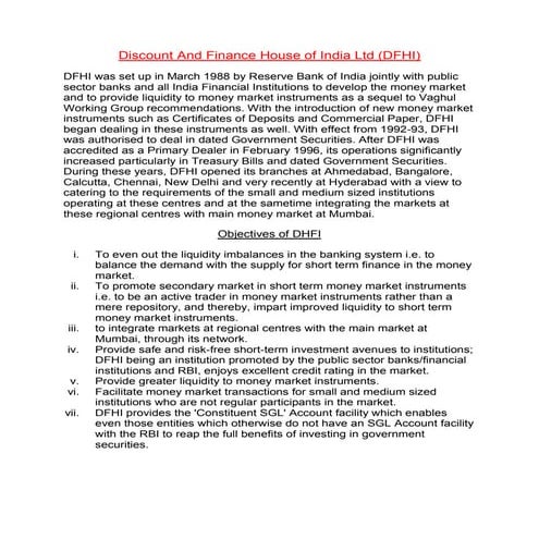 Discount and finance house of india ltd