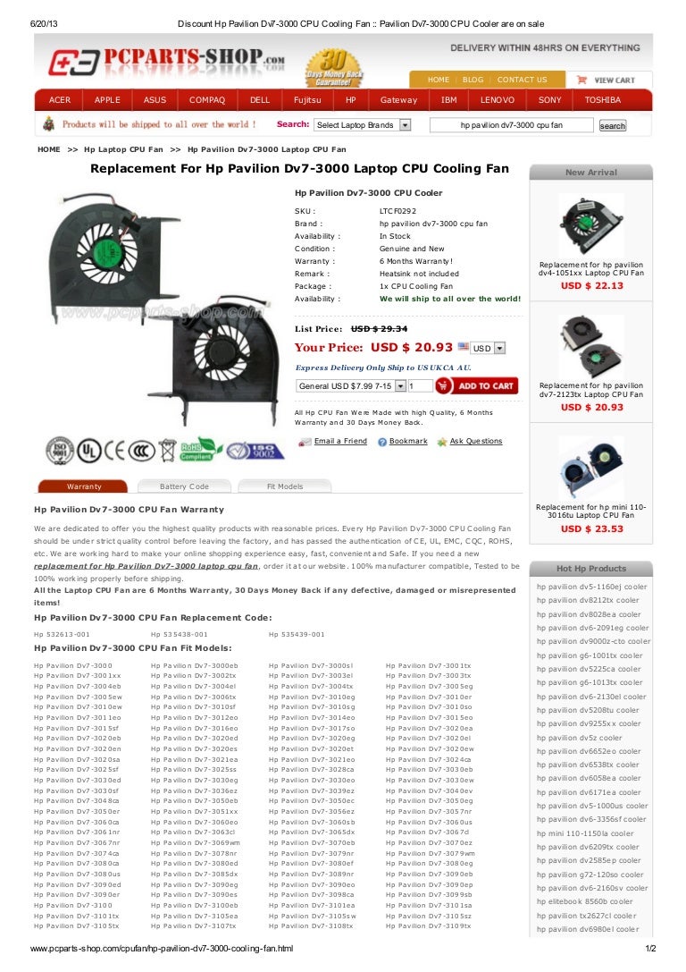 Discount hp pavilion dv7 3000 cpu cooling fan - pavilion dv7-3000 cpu  cooler are on sale
