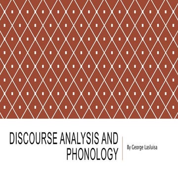 Discourse analysis and phonology