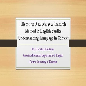 English Literature Research Method Discourse Analysis