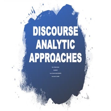 Discourse analytic approaches