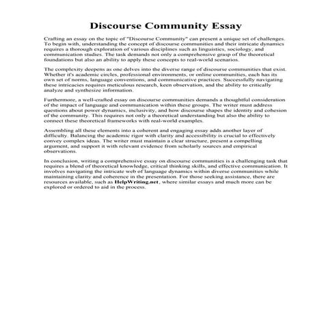 Discourse Community Essay. Discourse Community Essay  Music Industry  Internet