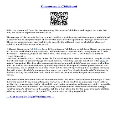 Discourses In Childhood | PDF