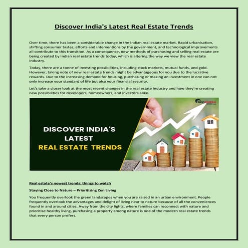 Real Estate Investment Types in India in 2025 - iRealty247 | PDF