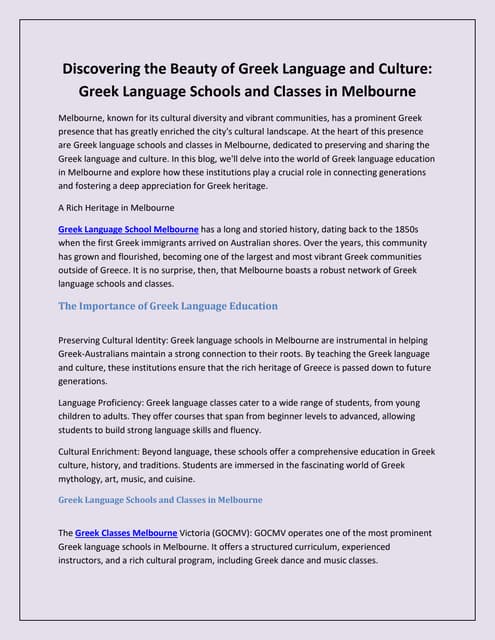 GREEK LANGUAGE MELBOURNE | PPTX