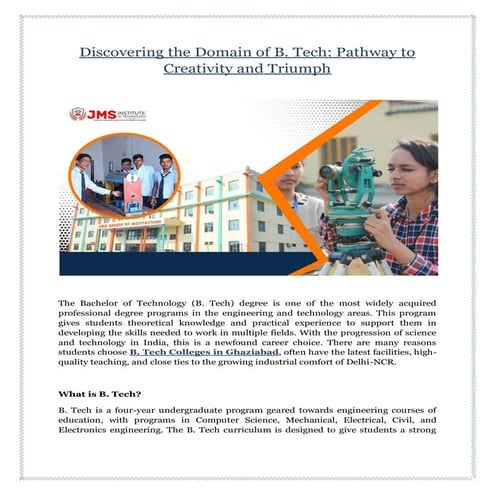 Discovering the Domain of B. Tech: Pathway to Creativity and Triumph
