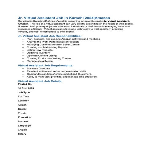 Sample VA Job Ad | DOCX