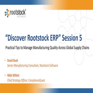 Discover Rootstock ERP: Practical Tips to Manage Manufacturing Quality ...