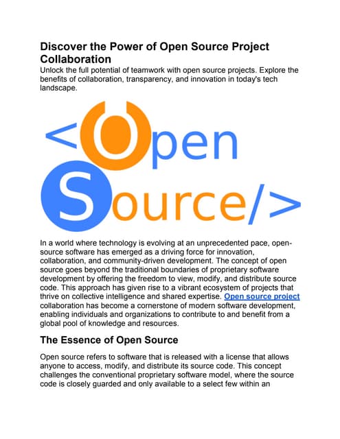 Discover the Power of Open Source Project Collaboration