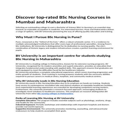 Discover top-rated BSc Nursing Courses in Mumbai and Maharashtra