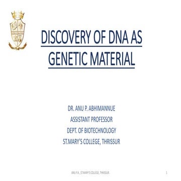 Discovery of DNA as genetic material