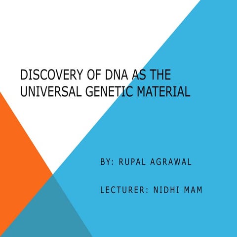 Discovery of dna as the universal genetic material