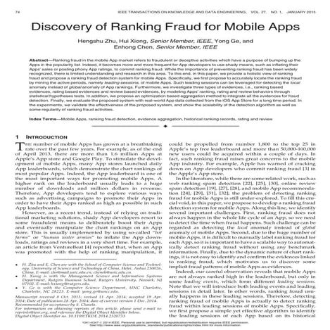 Discovery of Ranking Fraud for Mobile Apps