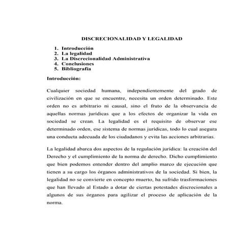 Discrecionalidad y legalidad
