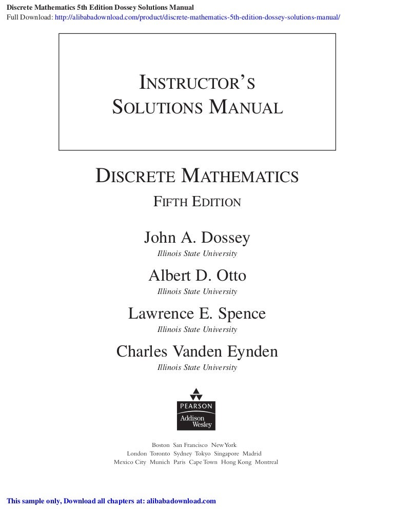 Discrete Mathematics 5th Edition Dossey Solutions Manual