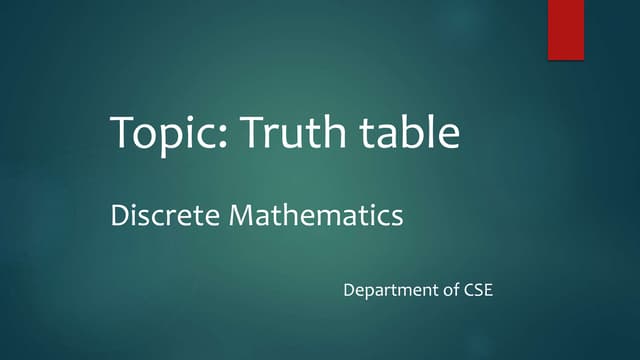 Discrete math Truth Table