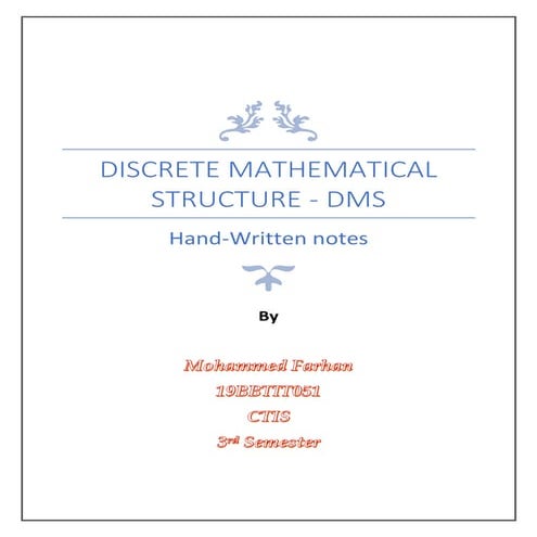 Discrete mathematical structure complete notes of 3rd semester B.tech ...