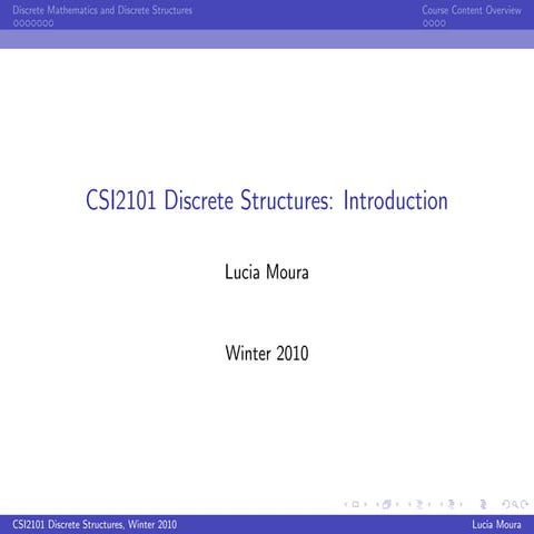 Discrete Structured Mathematics Subject COSC 50A