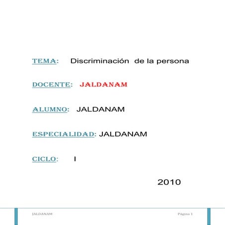 Discriminación  de la persona