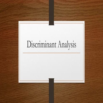 Discriminant Analysis , A multivariate technique | PPTX
