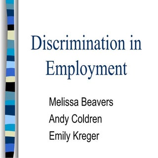 Discrimination in employment 2013