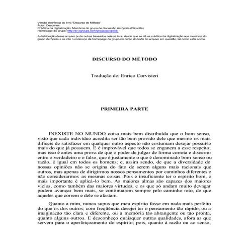Descartes - Discurso do Método