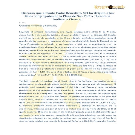 Discurso que el Santo Padre Benedicto XVI
