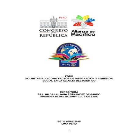 Discurso  de Liliana Pando Presidenta RC de Lima al Congreso