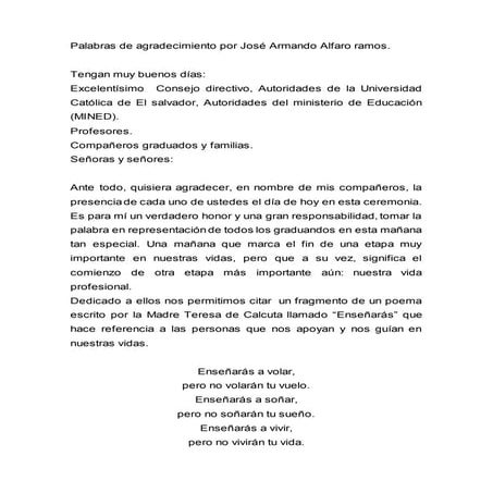 Discurso De La Ceremonia De Graduación De La Escuela Secundaria