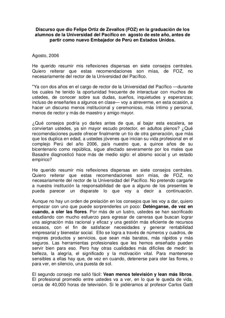 Discurso de felipe ortiz de zevallos