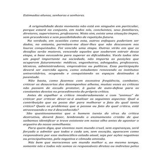 Discurso de paraninfo da turma 3º a...