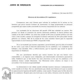 Discurso de Investidura Pepe Griñán...