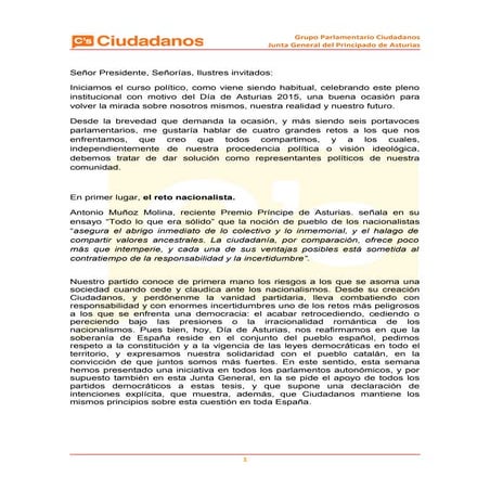 Discurso Día de Asturias 2015