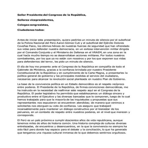 Discurso Mercedes Aráoz 12 de octubre 2017