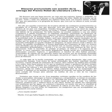 Discurso pronunciado con ocasión de la entrega del premio nobel de literatura