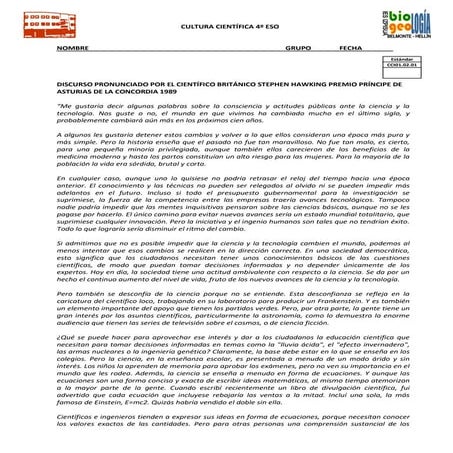 Discurso Stephen Hawking