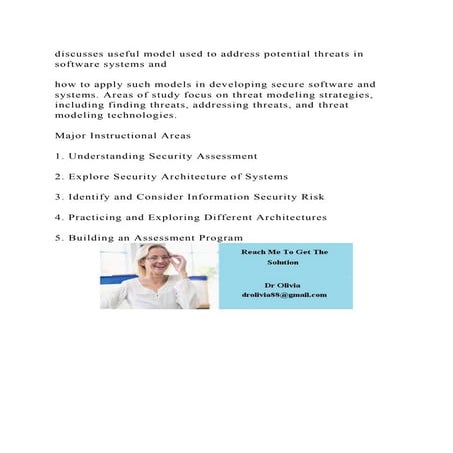 discusses useful model used to address potential threats in software.docx