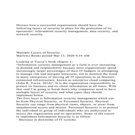 Discuss how a successful organization should have the followin.docx