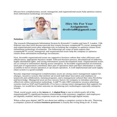 Discuss how complementary social- managerial- and organizational asset.docx