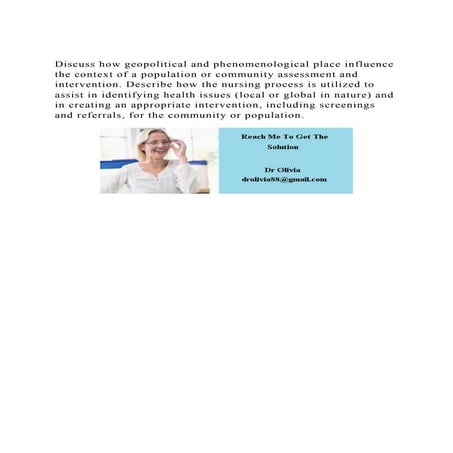 Discuss how geopolitical and phenomenological place influence the .docx