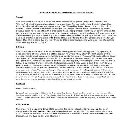 Discussing technical elements of spaced gone Completed 